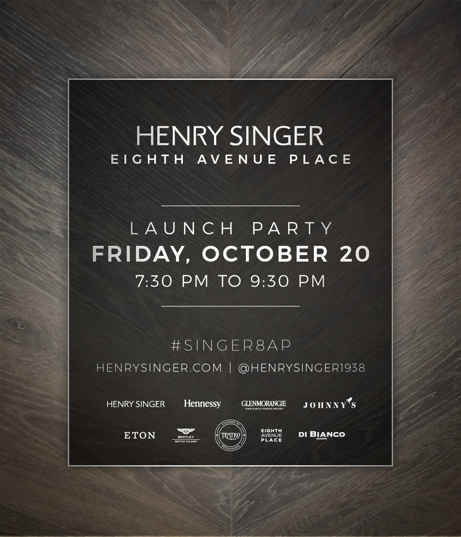 Henry Singer Eighth Avenue Place launch party invitation, Friday October 20, set on the store's custom imported wood flooring