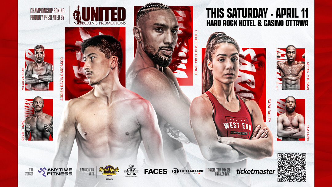 United Boxing April 11 2026 Hard Rock Ottawa poster, 16:9 screen version