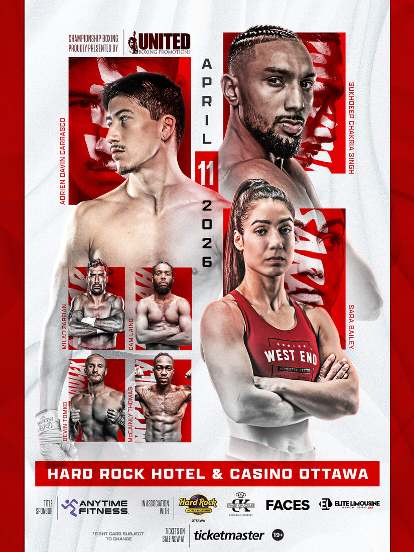 United Boxing fight poster, April 11 2026, Hard Rock Hotel and Casino Ottawa
