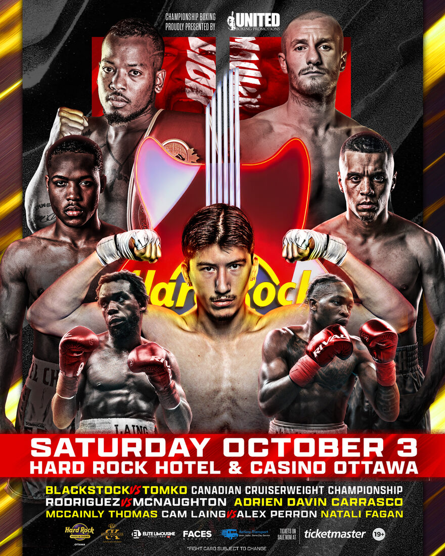 United Boxing fight poster, October 3 2026, Hard Rock Hotel and Casino Ottawa